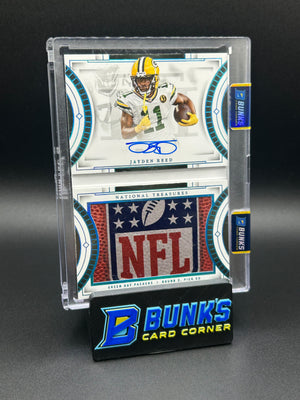 2023 Jayden Reed Panini National Treasures Rc Jumbe On Card Auto NFL Shield 6/10