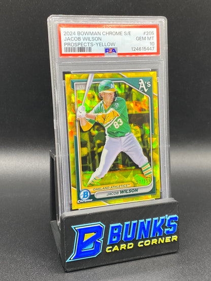 2024 Jacob Wilson Prospects Yellow 57/75 PSA 10