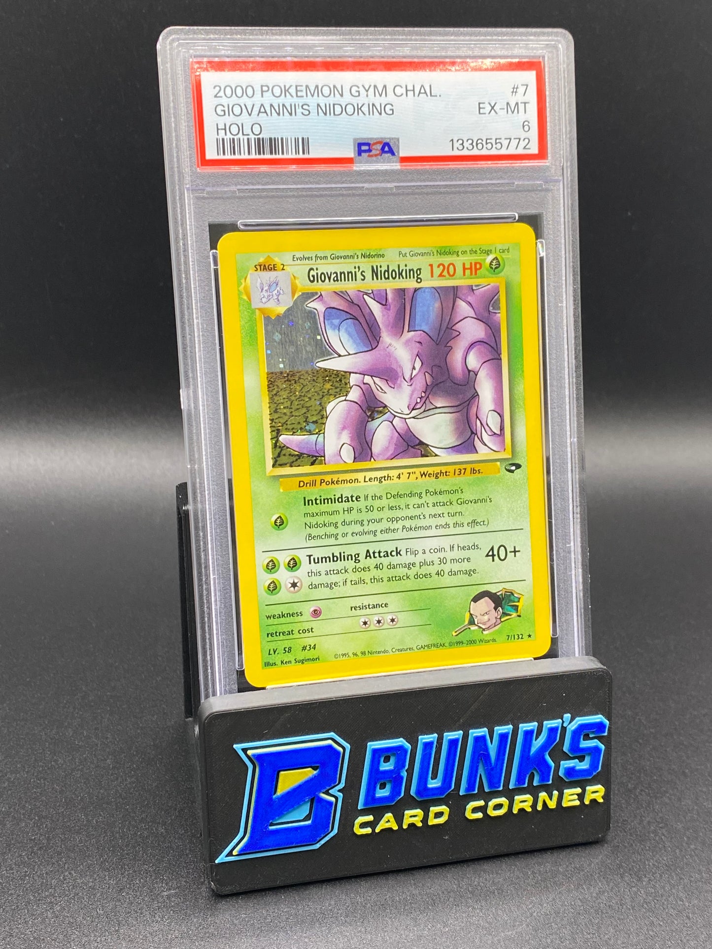 Giovanni's Nidoking Holo Gym Challenge PSA 6