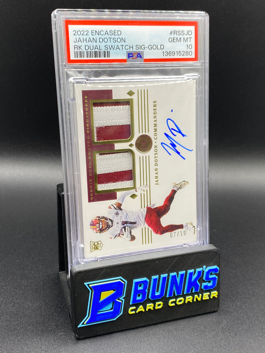 2022 Jahan Dotson Dual Swatch Gis Gold  Encased PSA 10 7/10
