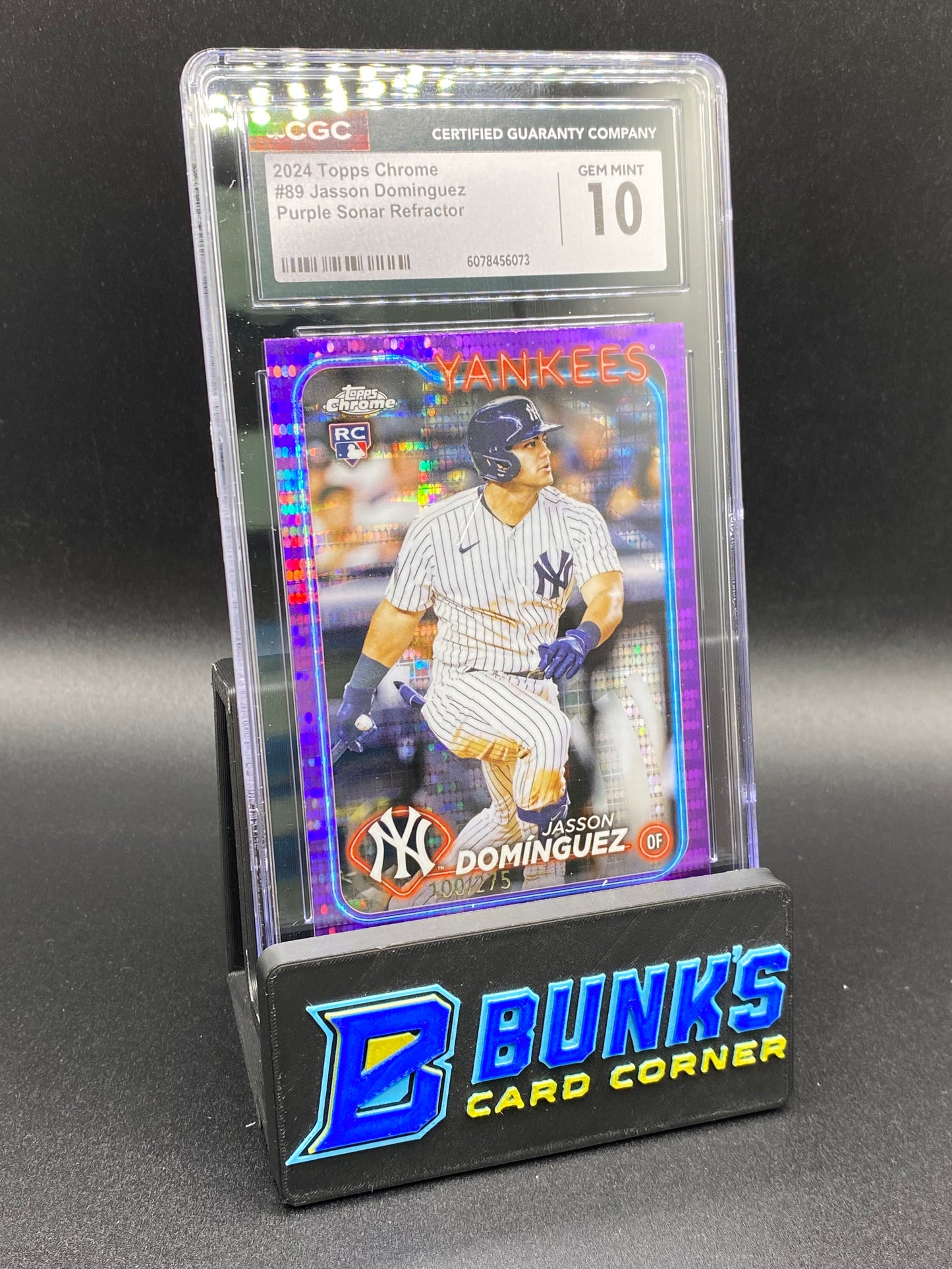 2024 Jasson Dominguez Purple Sonar Ref. 100/275 Rc CGC 10