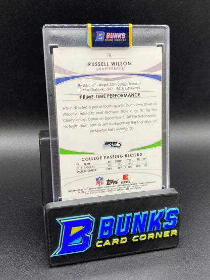 2012 Topps Prime Russell Willson 41/99 Auto  Rc