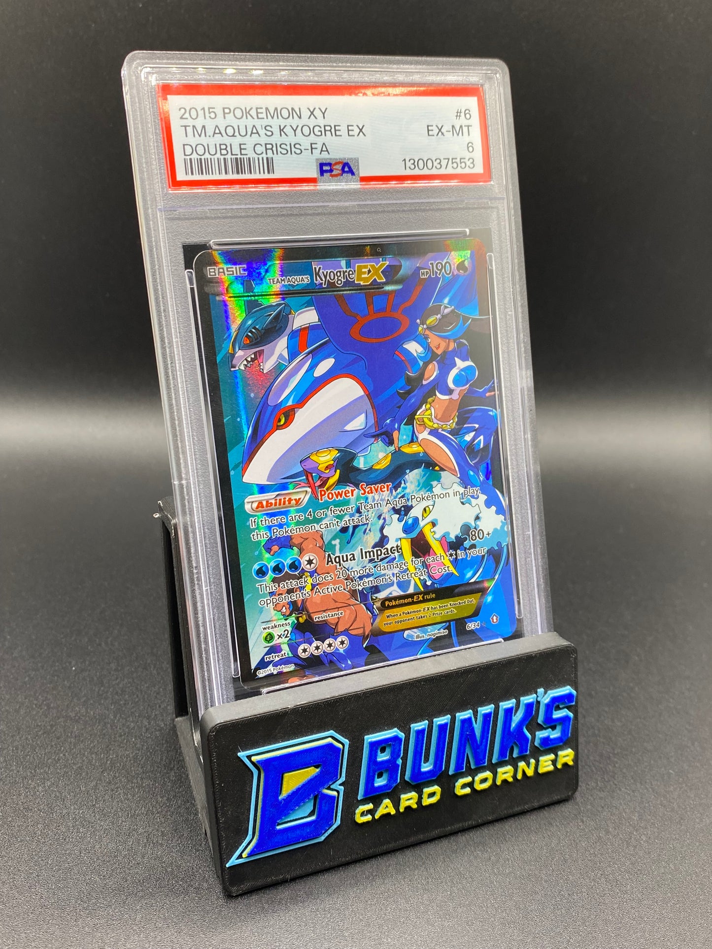 Team Aqua's Kyogre Ex Double Crisis PSA 6