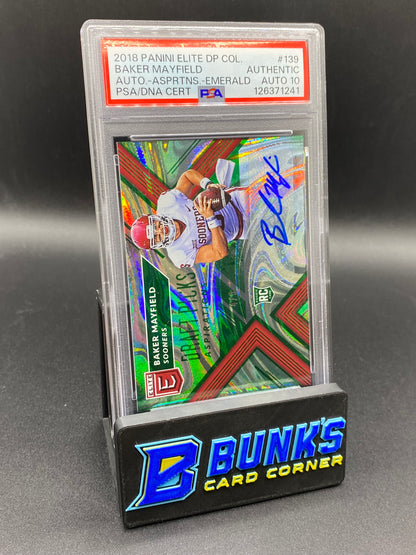 2018 Baker Mayfield Auto Aspirations Emerald PSA Auto 10 4/5
