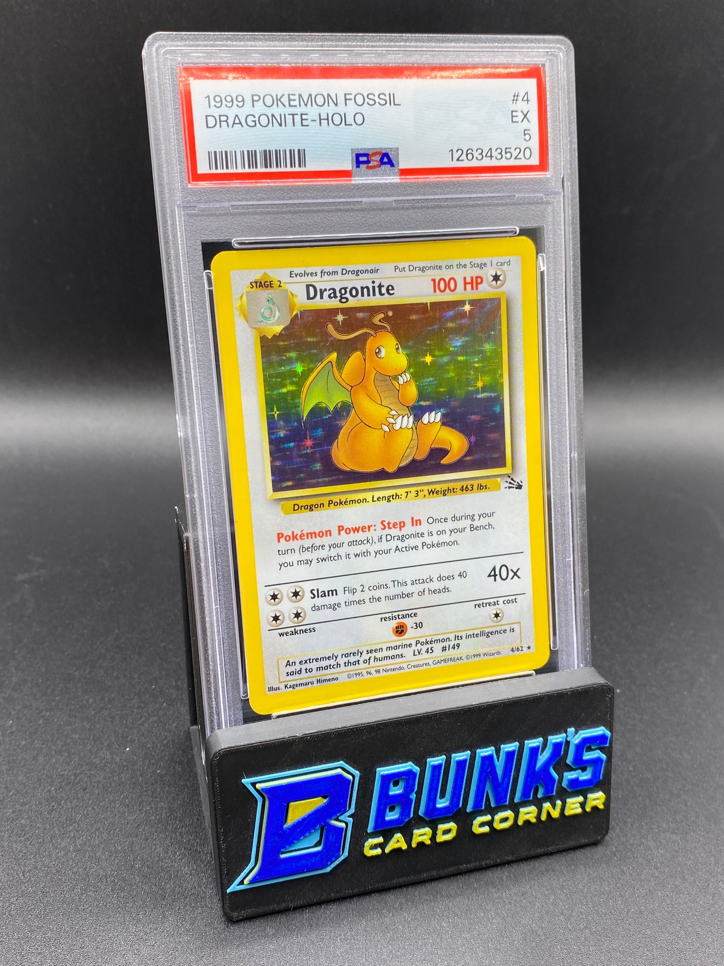 Dragonite Fossil Holo PSA 5