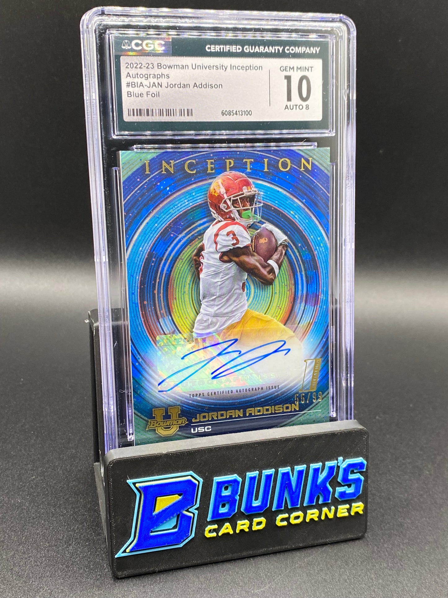 2022-23 Jordan Addison Blue Foil Auto Inception CGC 10/8 55/99