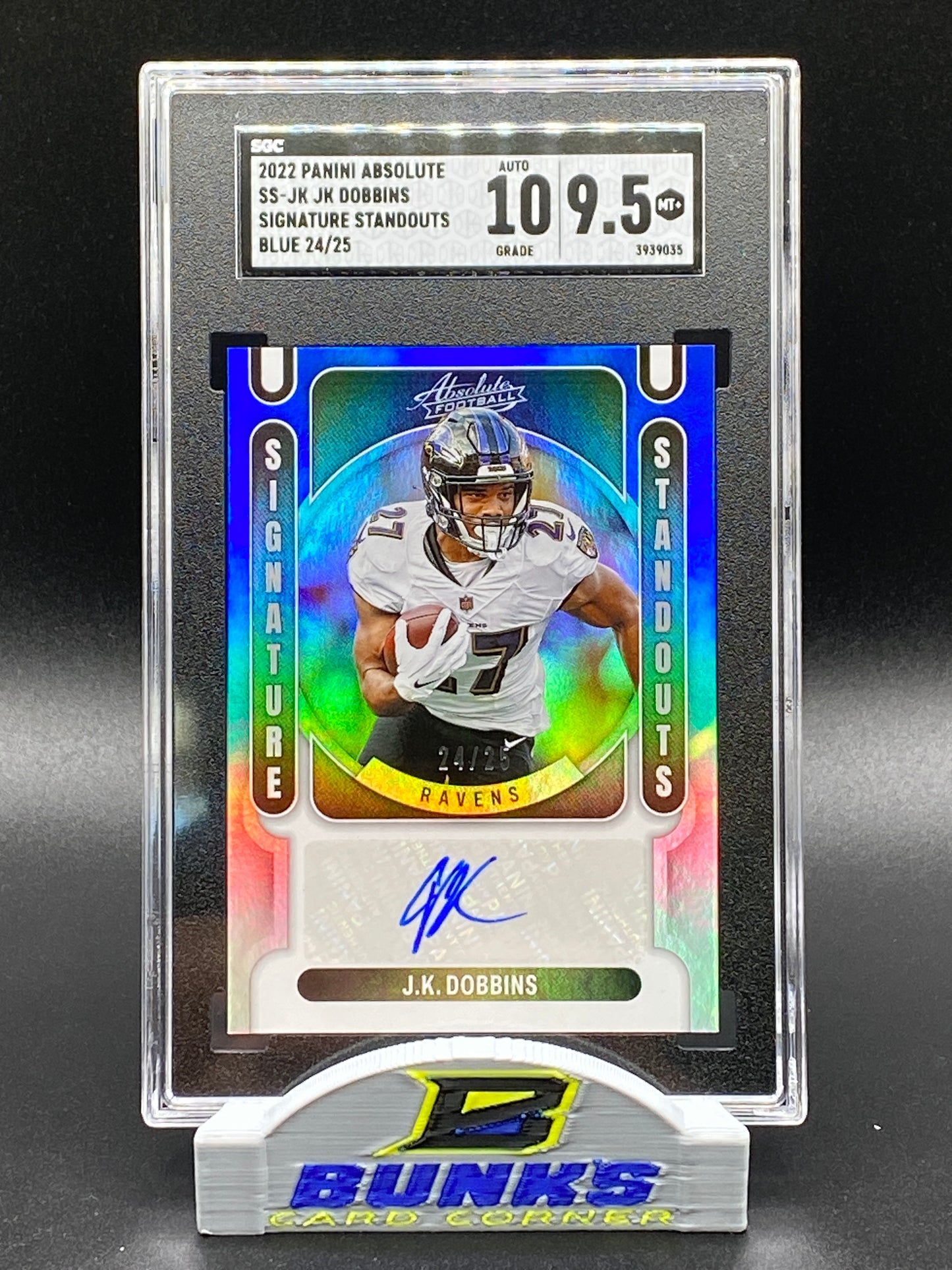 2022 JK Dobbins AUTOGRAPHED Blue 24/25 (Box B6)