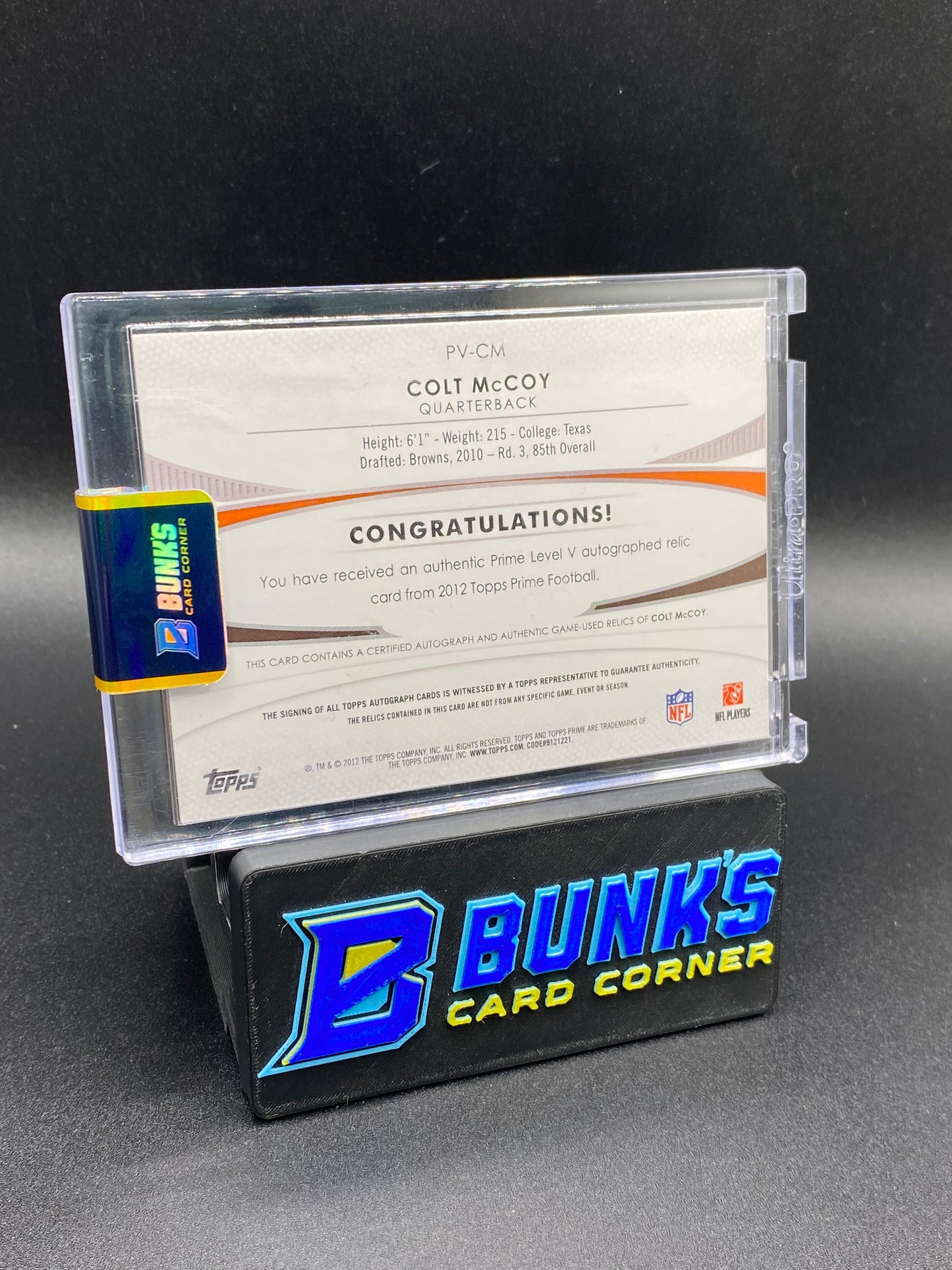 Colt McCoy Topps Prime Patches 16/100 Auto