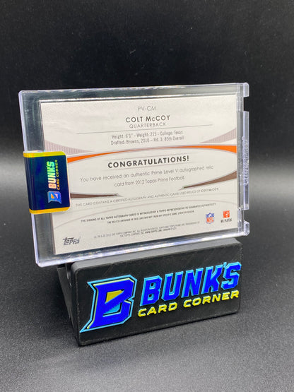 Colt McCoy Topps Prime Patches 16/100 Auto