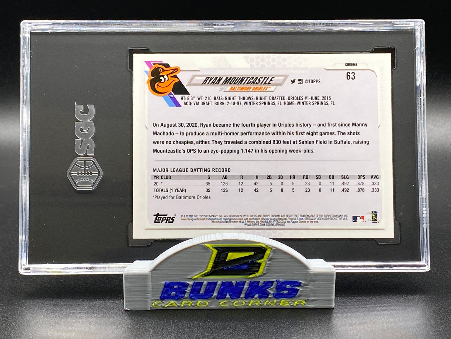 2021 Ryan Mountcastle Rookie Card Prism Refractor SGC 9.5 (Box 14)