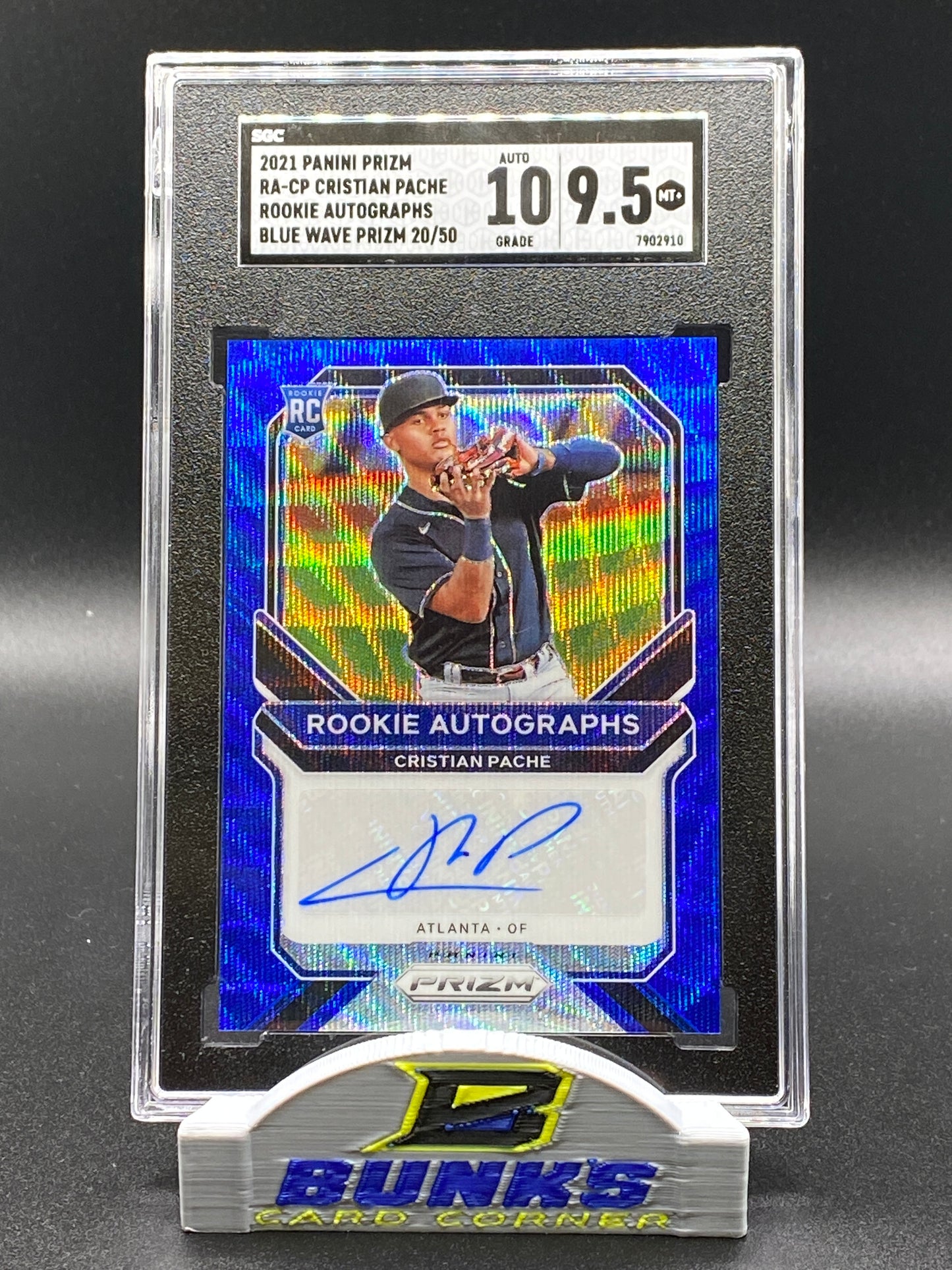 2021 Cristian Pache AUTOGRAPHED Rookie Card Blue Wave Prizm 20/50 (Box 14)
