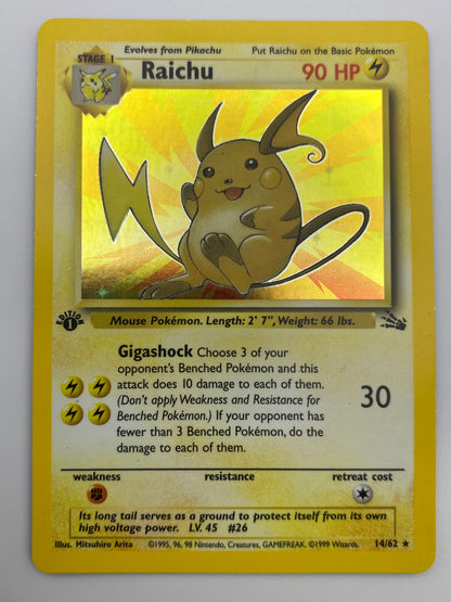 Raichu Holo 1st Edition Fossil LP-MP