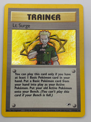 Trainer Lt. Surge Holo Gym Heroes LP + Small Crease
