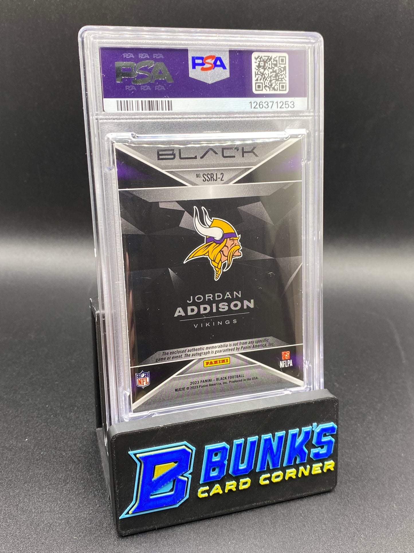 2023 Jordan Addison Black Auto Patch 36/50 PSA Auto 8