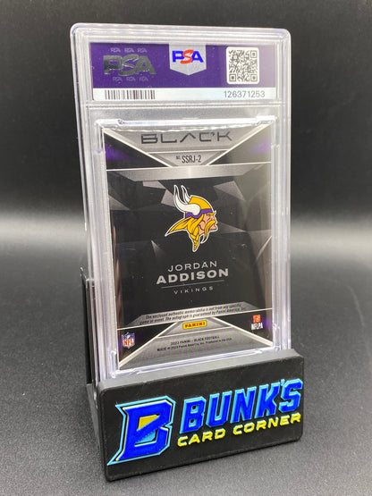 2023 Jordan Addison Black Auto Patch 36/50 PSA Auto 8