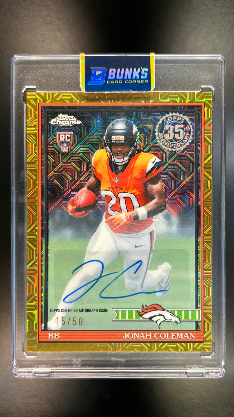 2026 Jonah Coleman Topps Chrome Gold Mojo Rc Auto 15/50