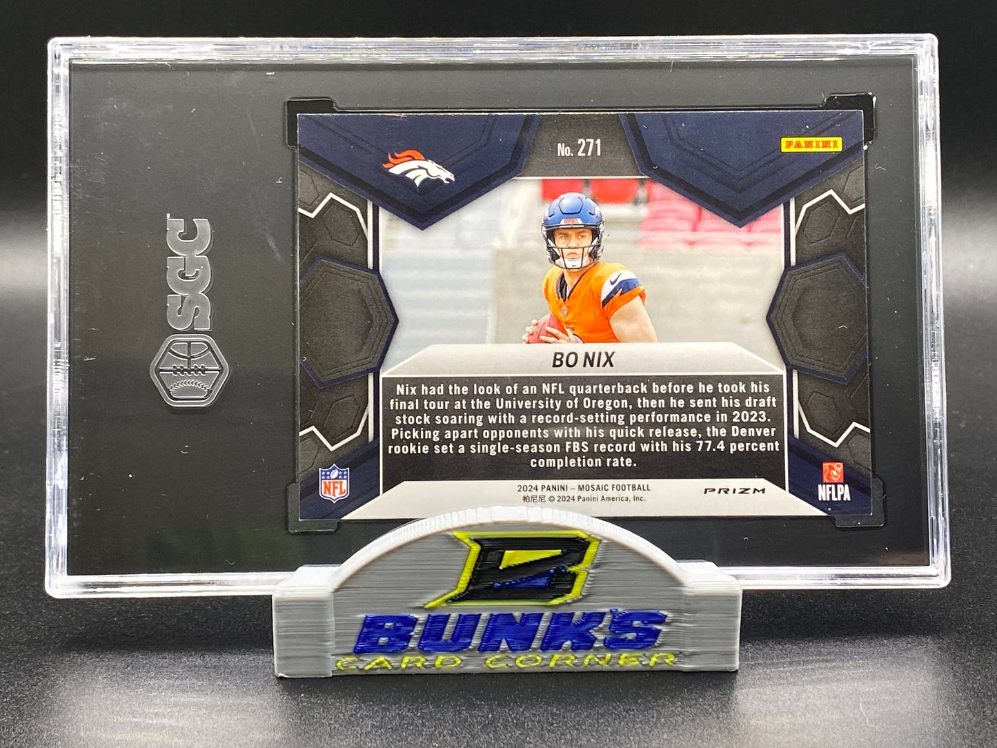 2024 Bo Nix Rookie Card Yellow Reactive Prizm SGC 9 (Box 15)