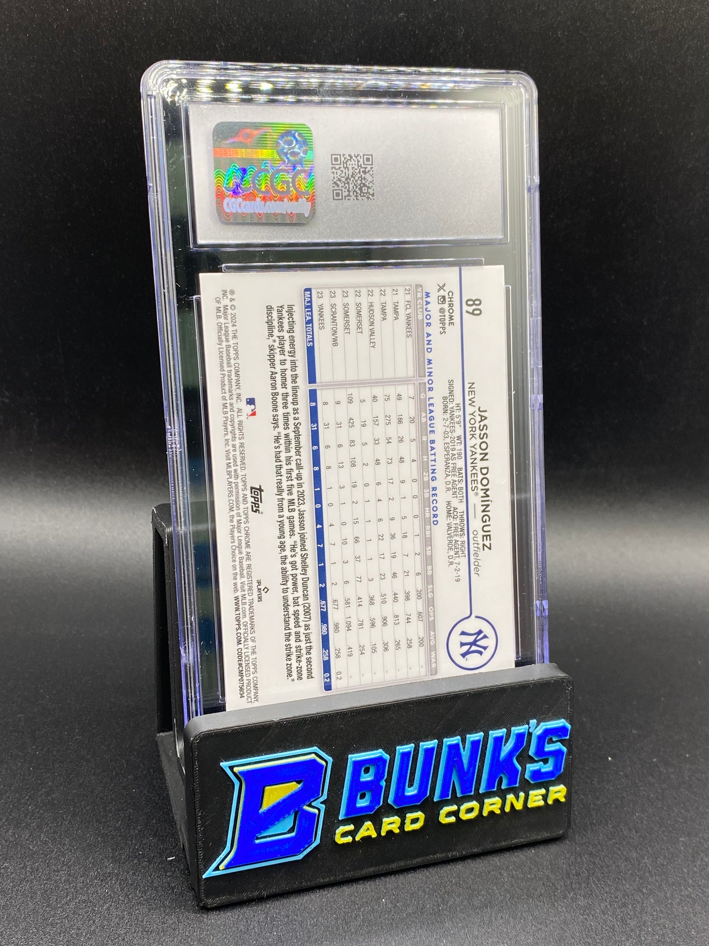 2024 Jasson Dominguez Purple Sonar Ref. 100/275 Rc CGC 10