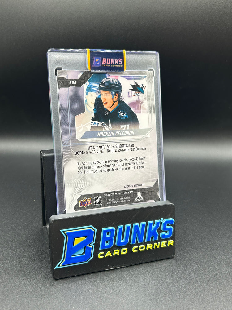2026 Macklin Celebrini Upper Deck Gold Script MVP