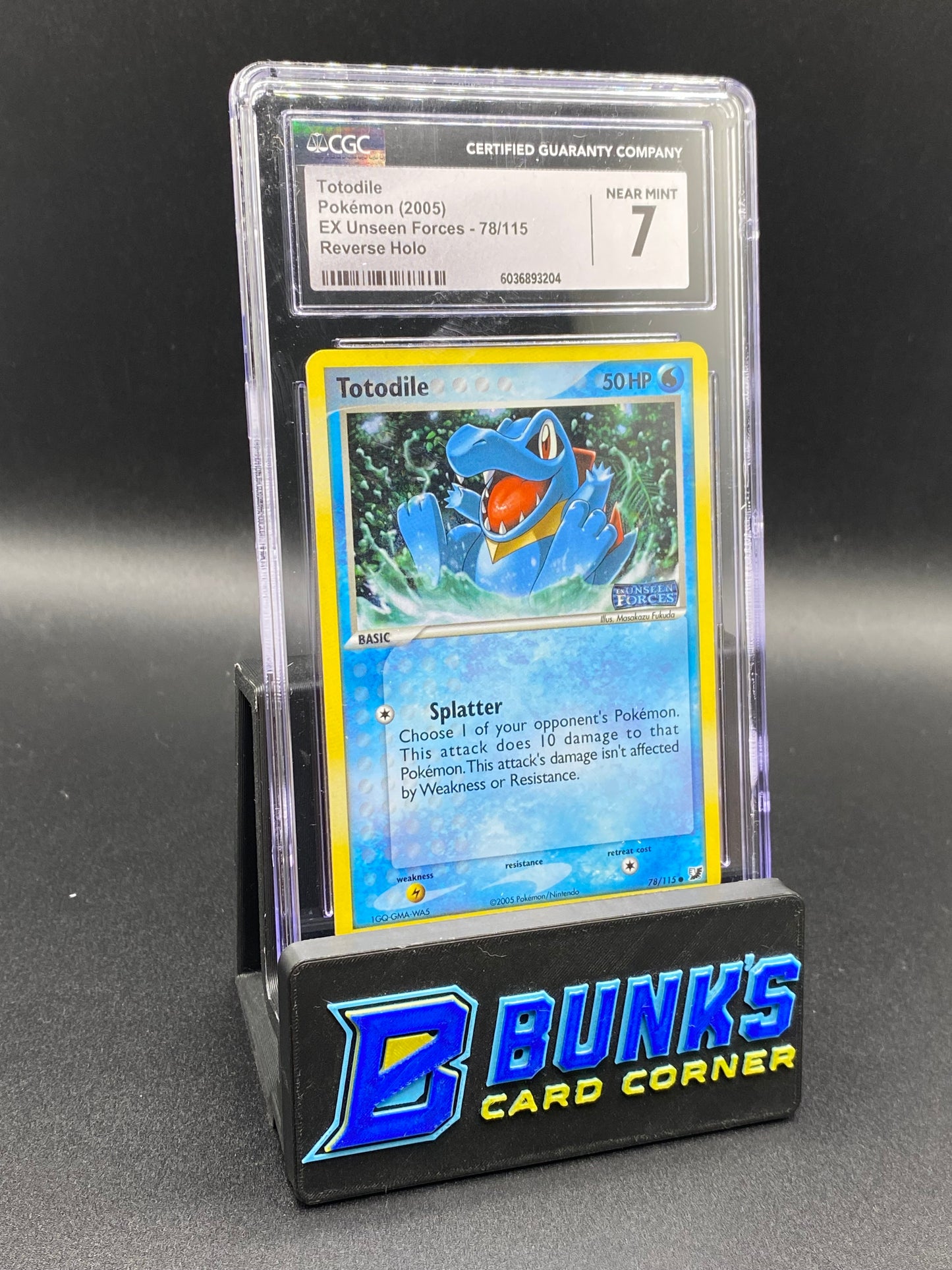 Totodile Reverse Holo Ex Unseen Forces CGC 7