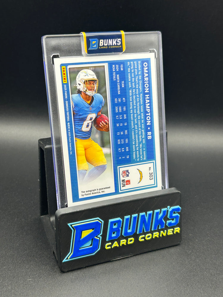 2025 Omarion Hampton Panini Donruss Green Rate Rookie Auto