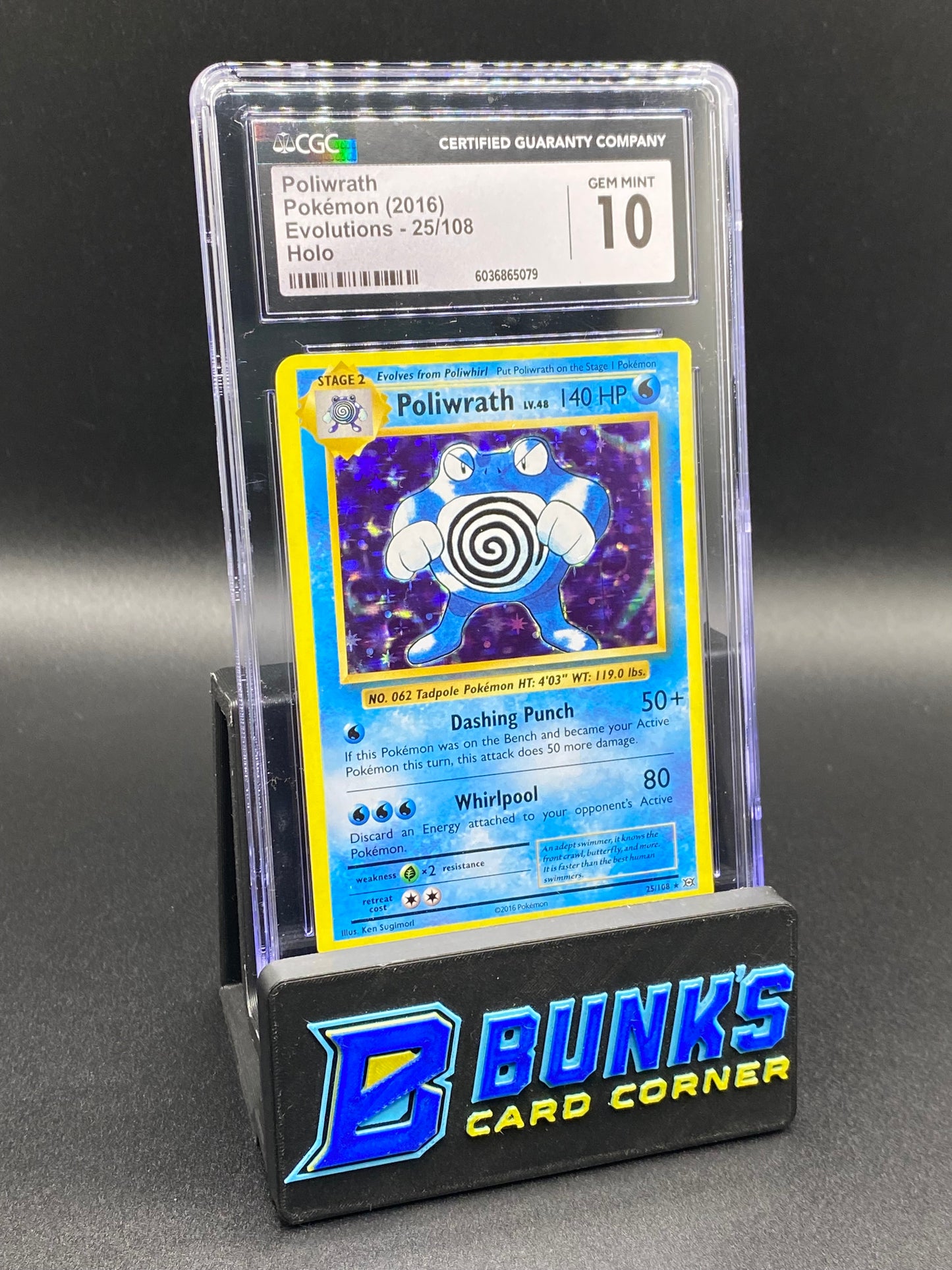 Poliwrath Holo Evolutions CGC 10