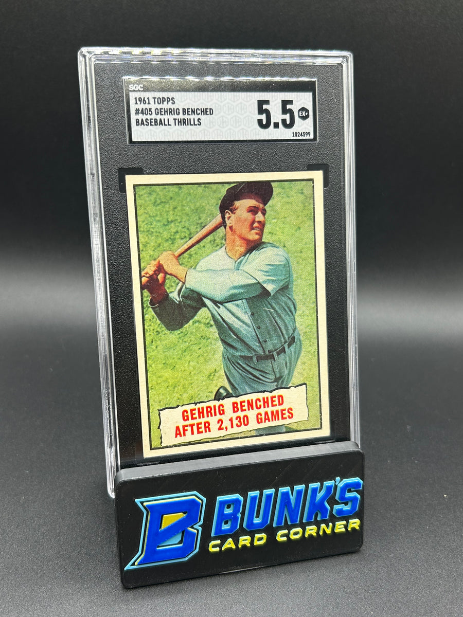 1961 Lou Gehrig Benched Topps Baseball Thrills #405 SGC 5.5