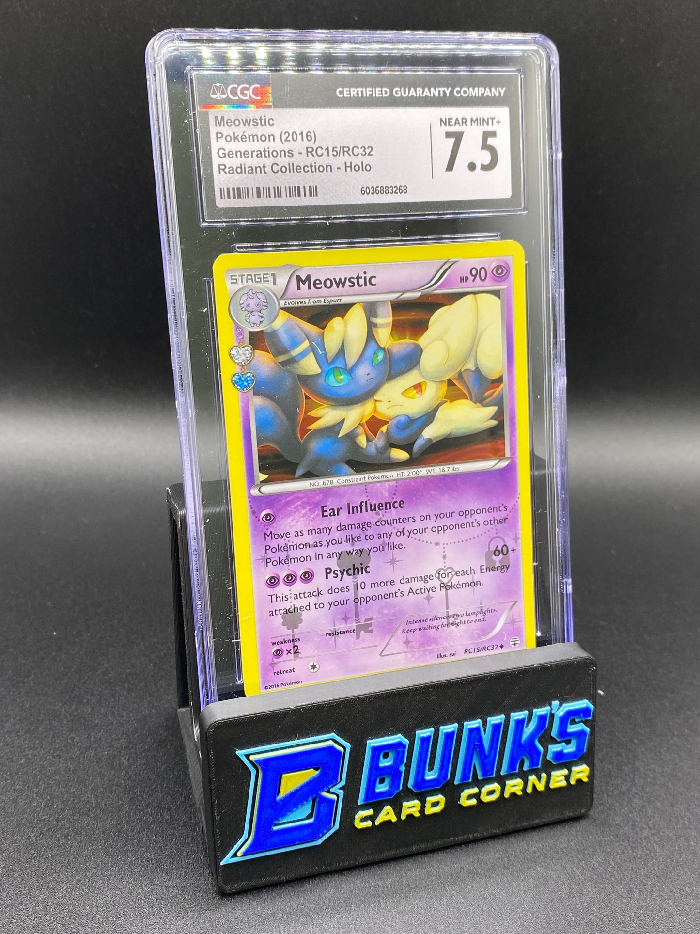 Meowstic Holo Radiant Collection Generations CGC 7.5
