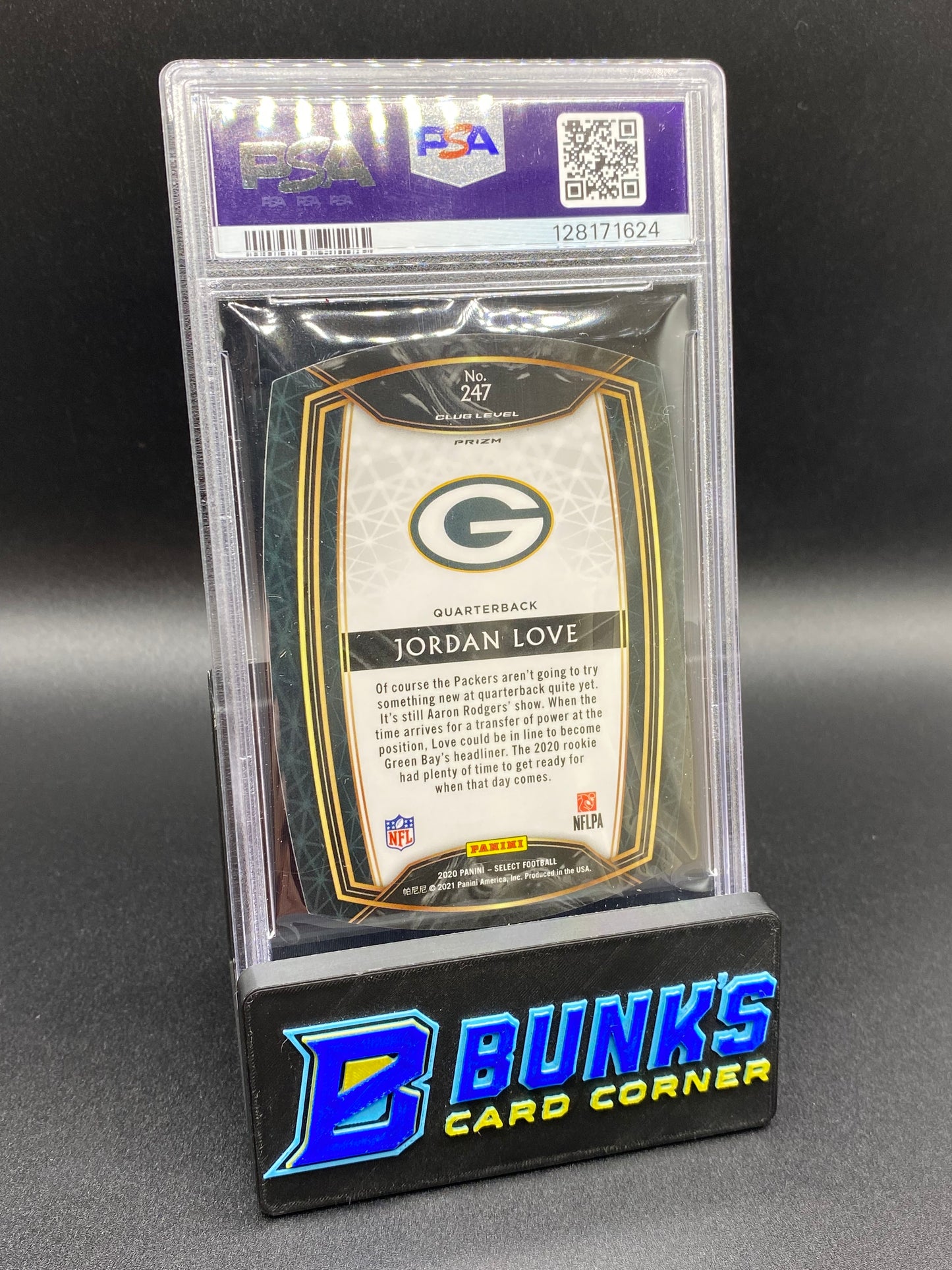 2020 Jordan Love Die-Cut Neon Green Prizm Rc PSA 9