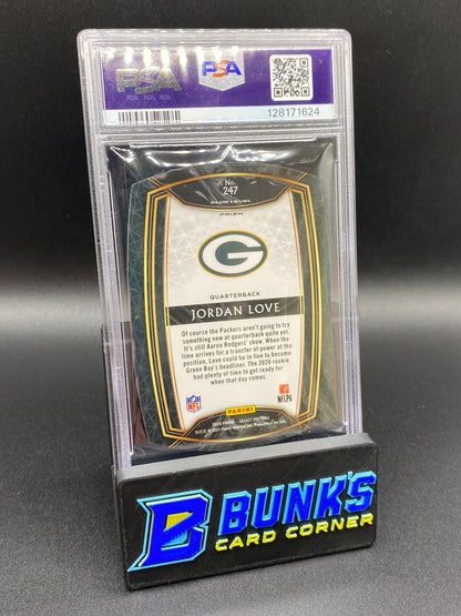 2020 Jordan Love Die-Cut Neon Green Prizm Rc PSA 9