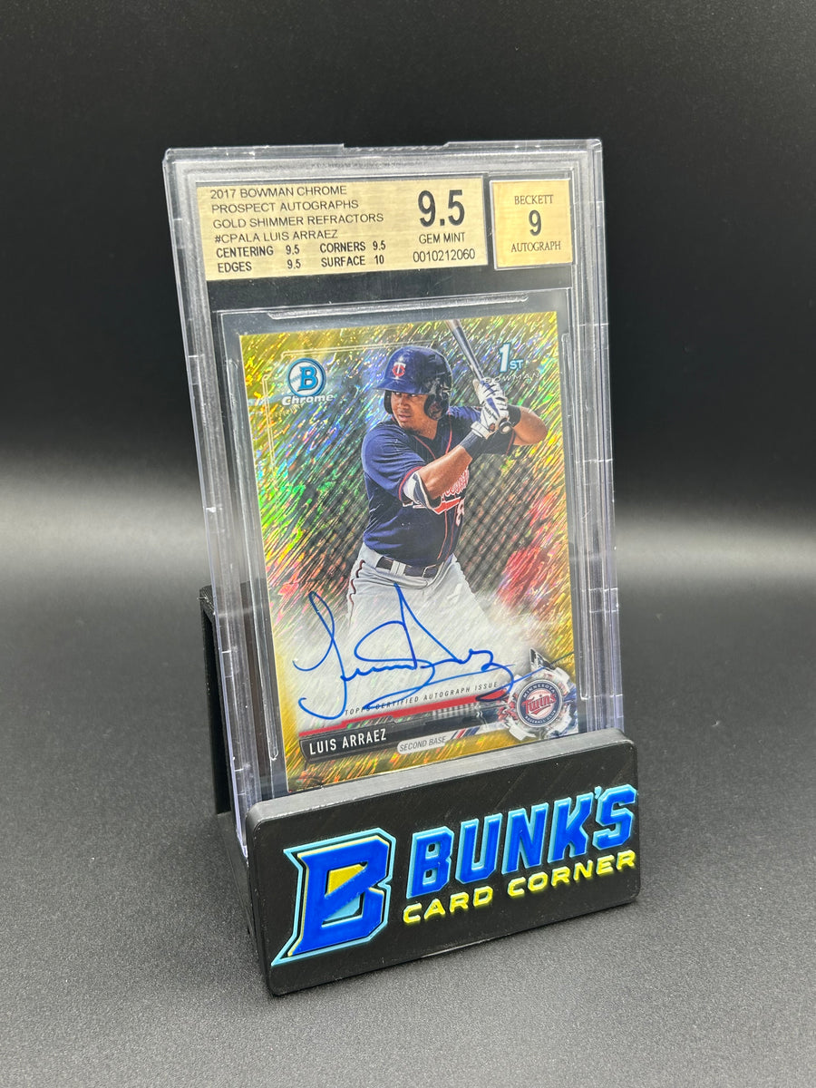 2017 Luis Arraez Bowman Chrome Gold Shimmer Ref Prospects Auto 35/50 Beckett 9.5/9