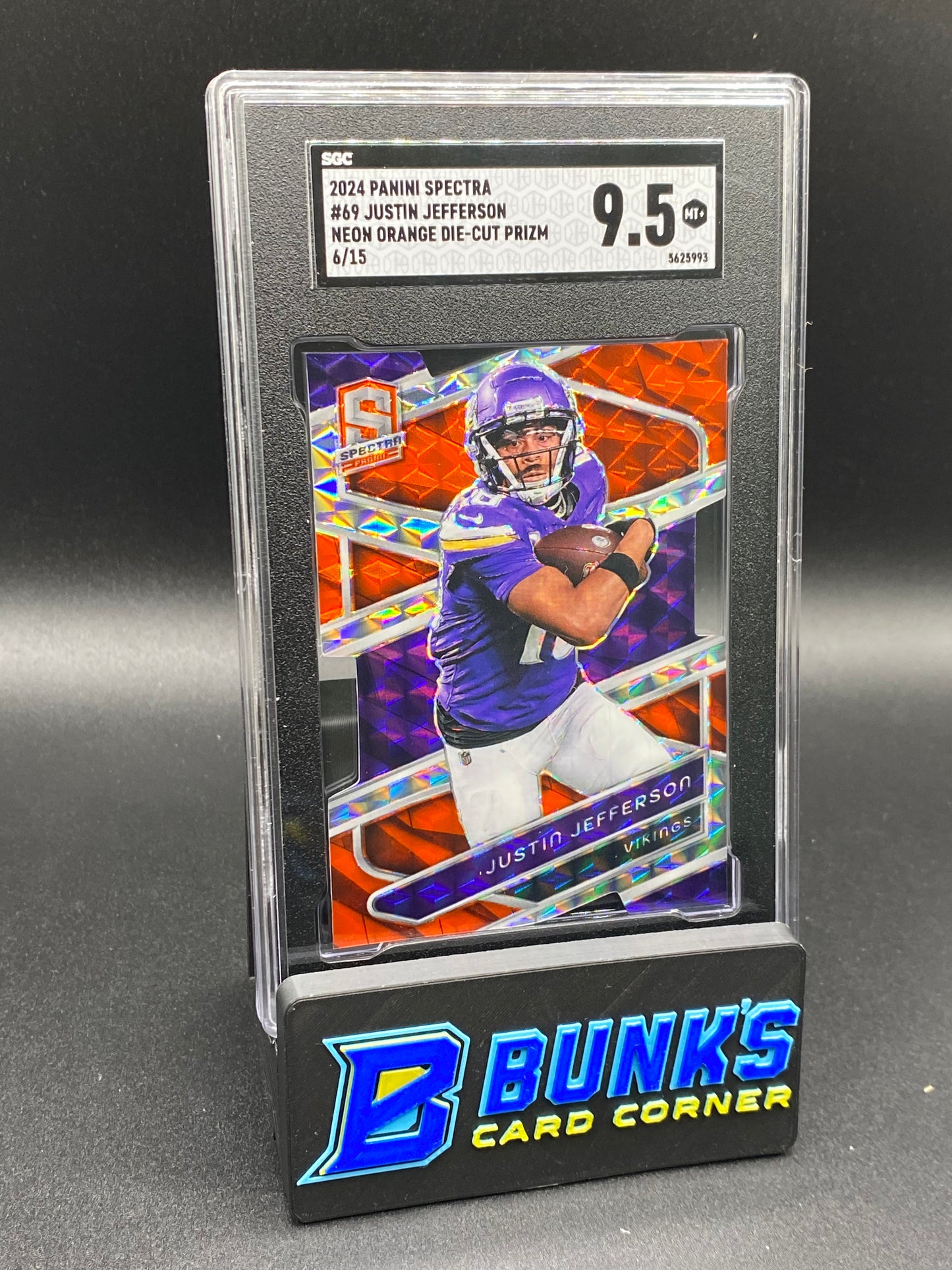 2024 Justin Jefferson Neon Orange Die-Cut Prizm SGC 9.5 (Box 32)