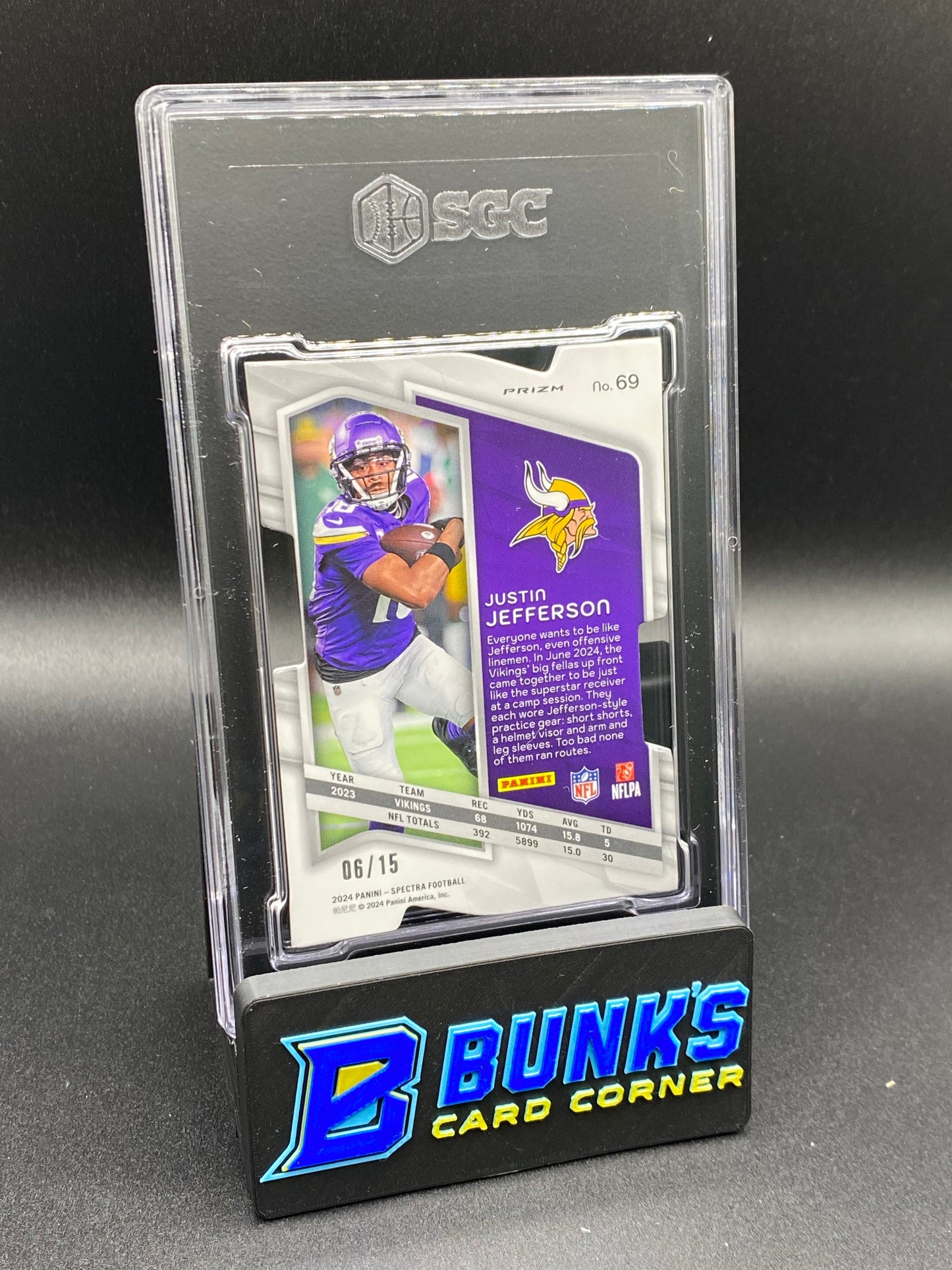 2024 Justin Jefferson Neon Orange Die-Cut Prizm SGC 9.5 (Box 32)