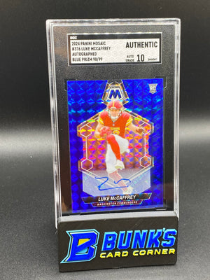 2024 Luke McCaffrey Auto. Blue Prizm SGC Authentic RC