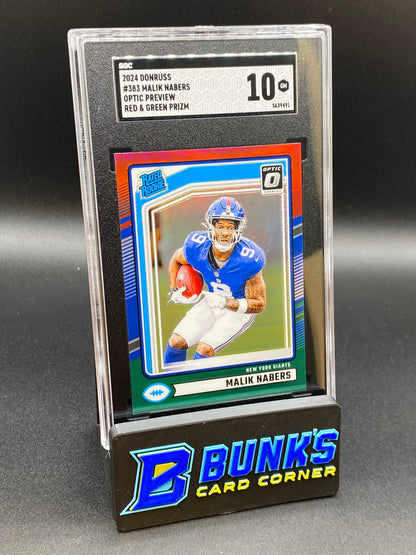 2024 Malik Nabers Red and Green Prizm SGC 10 RC