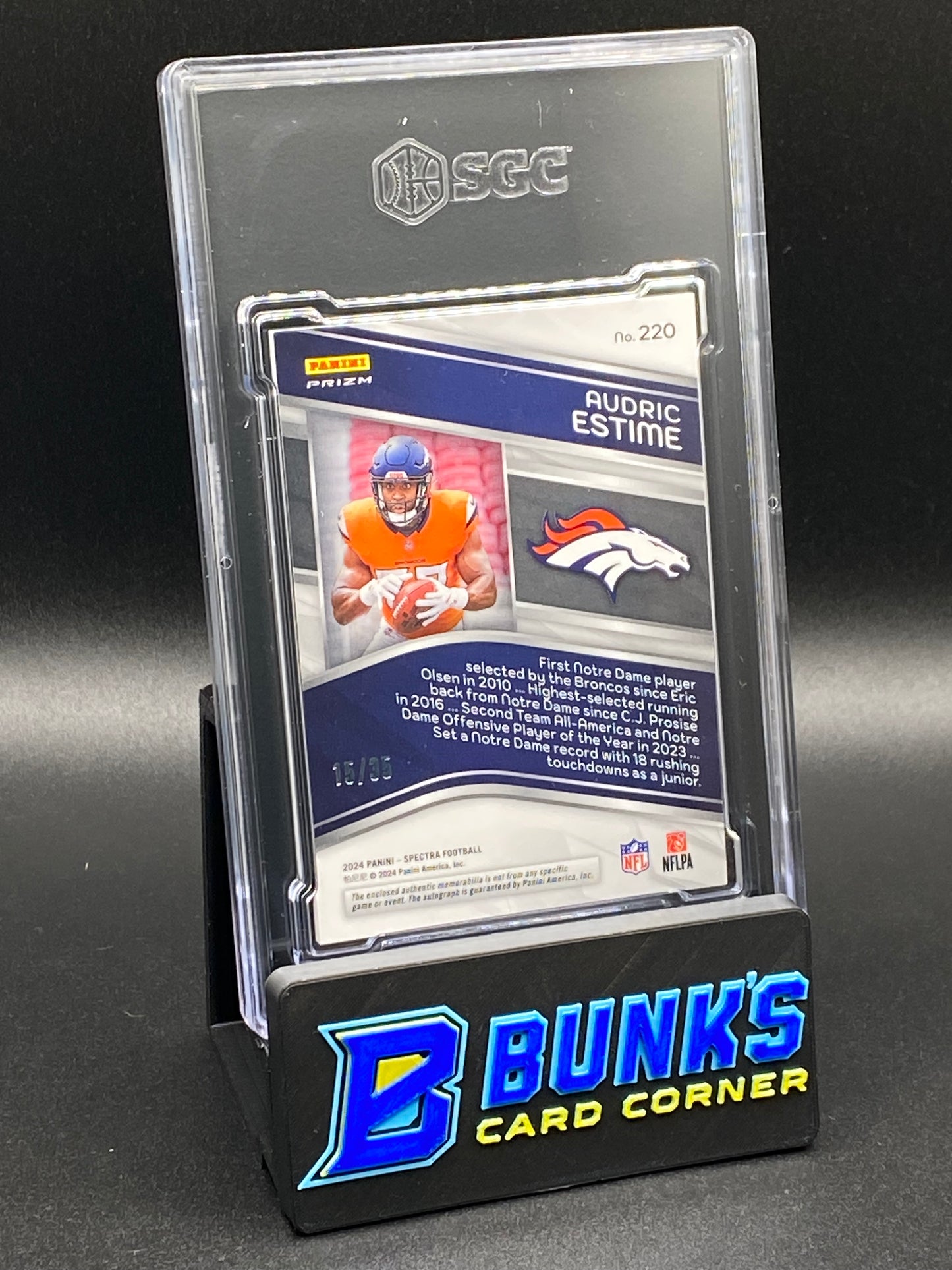 2024 Audric Estime RC Autographed Neon Green Prizm SGC 9 (Box 25)