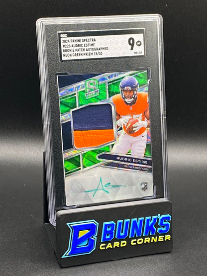2024 Audric Estime RC Autographed Neon Green Prizm SGC 9 (Box 25)