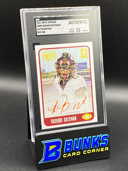 2021 Farb Rashod Bateman Autographed Red Ink SGC auto 10 (Box 25)
