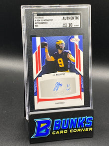 2024 JJ McCarthy Autographed Red Smiley Face RC SGC auto. 10 (Box 25)