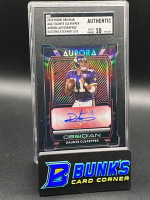 2020 Daunte Culpepper Aurora Autographed Electric Etch Red SCG Auto. 10