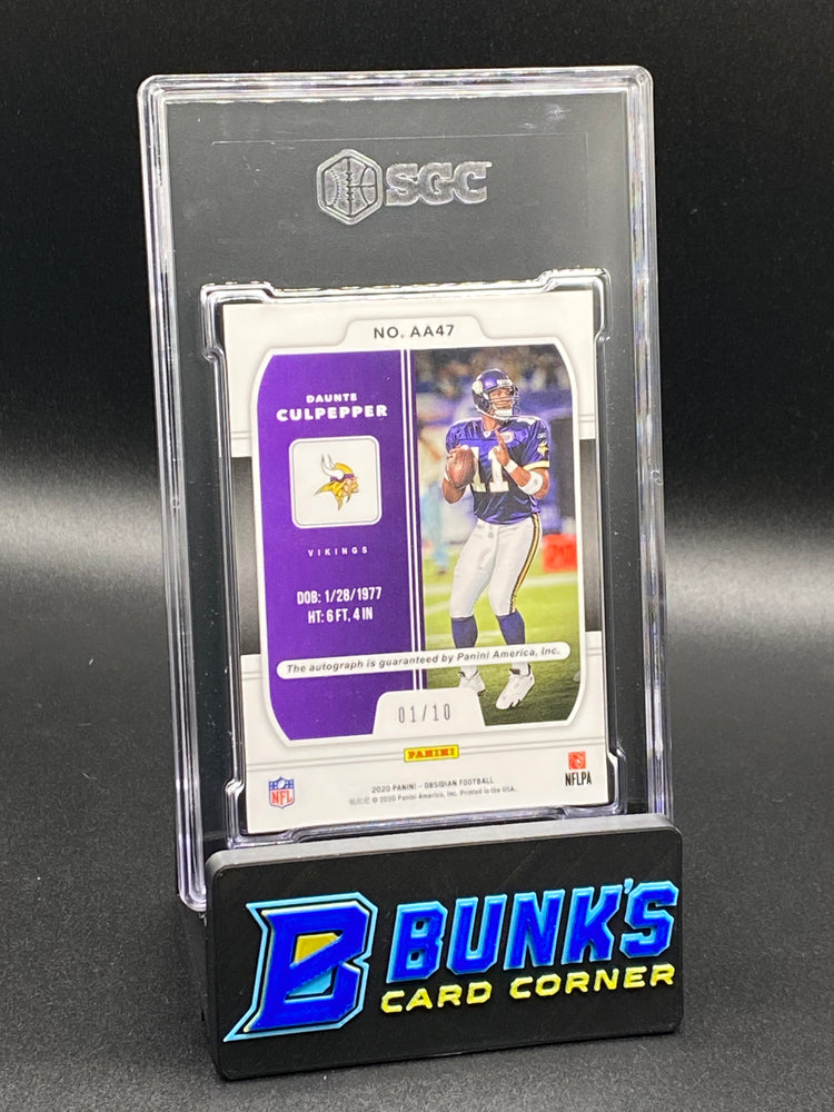 2020 Daunte Culpepper Aurora Autographed Electric Etch Red SCG Auto. 10