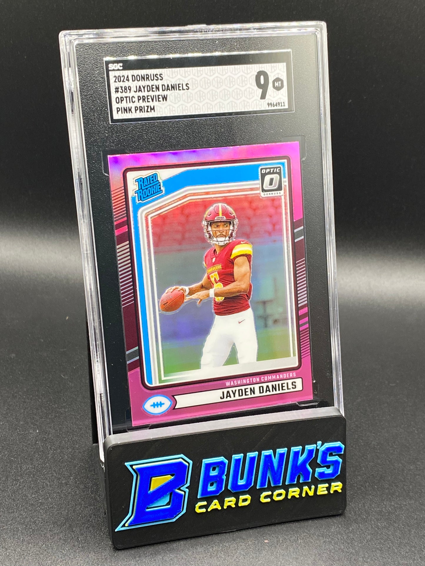 2024 Jayden Daniels optic Preview Pink Prizm RC SGC 9 (Box 26)