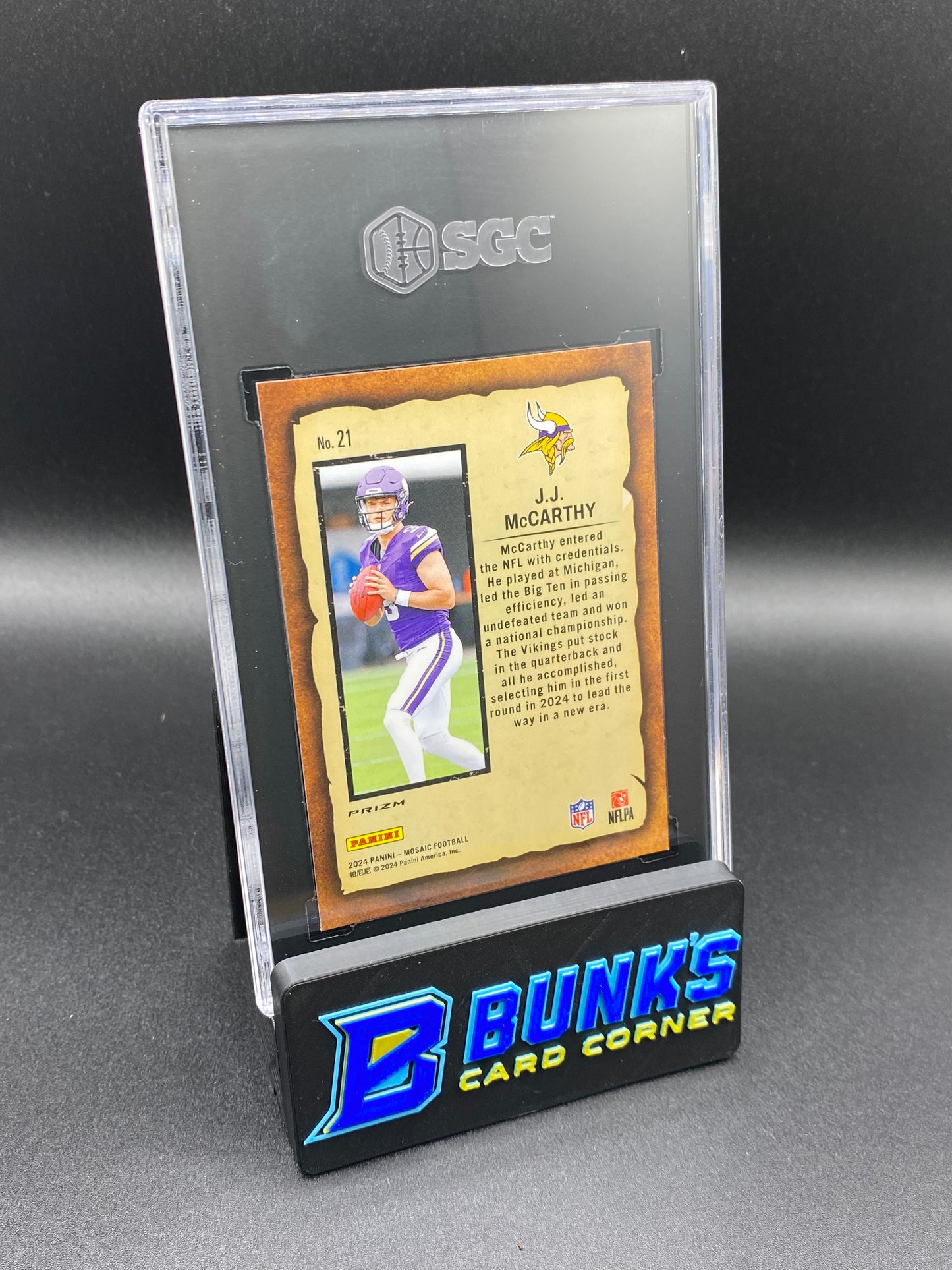 2024 JJ McCarthy Notoriety Mosaic Prizm RC SGC 10 (Box 27)