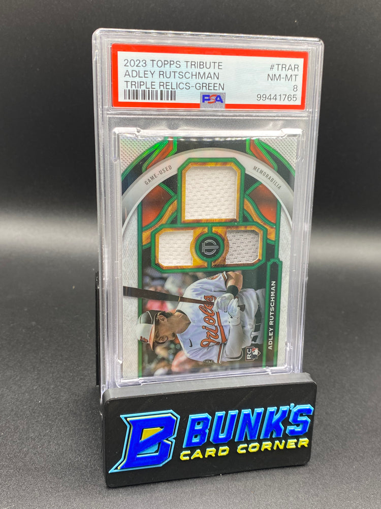 2023 Adley Rutschman Triple Relics-Green RC PSA 8