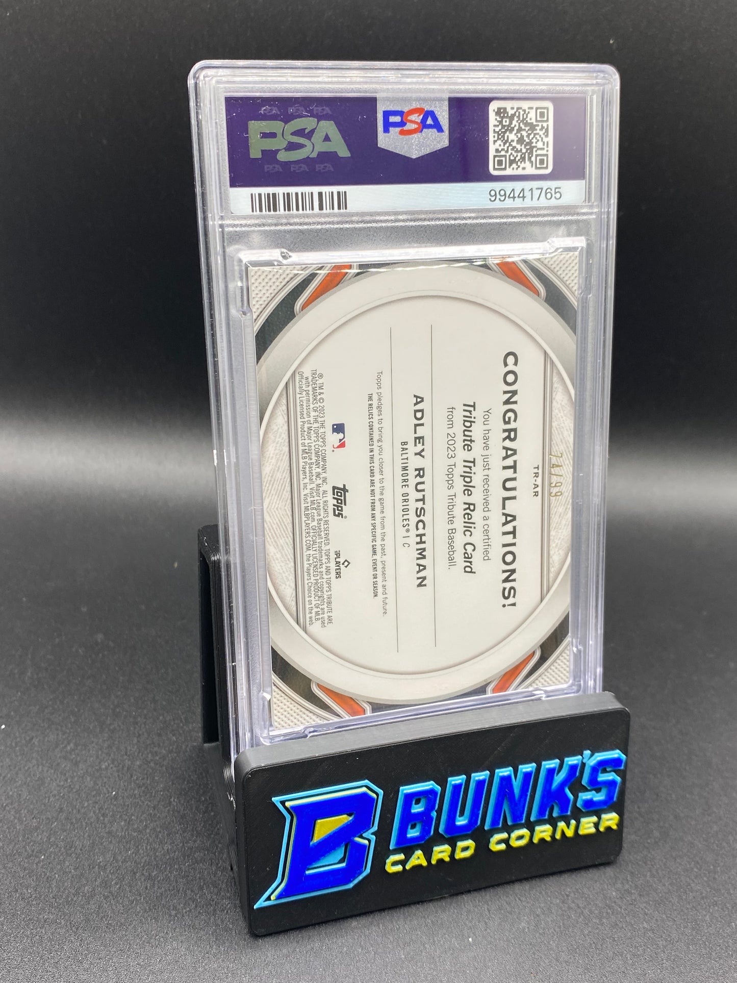 2023 Adley Rutschman Triple Relics-Green RC PSA 8 (Box 28)