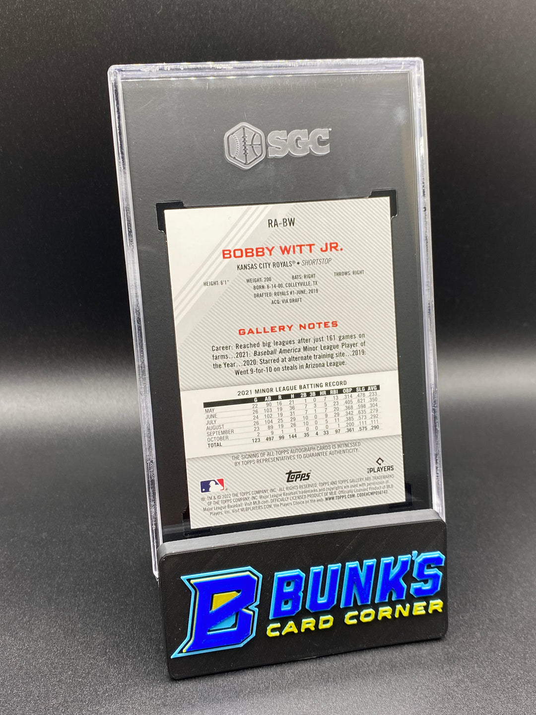 2022 Bobby Witt JR. Rookie Auto. SGC 10/9