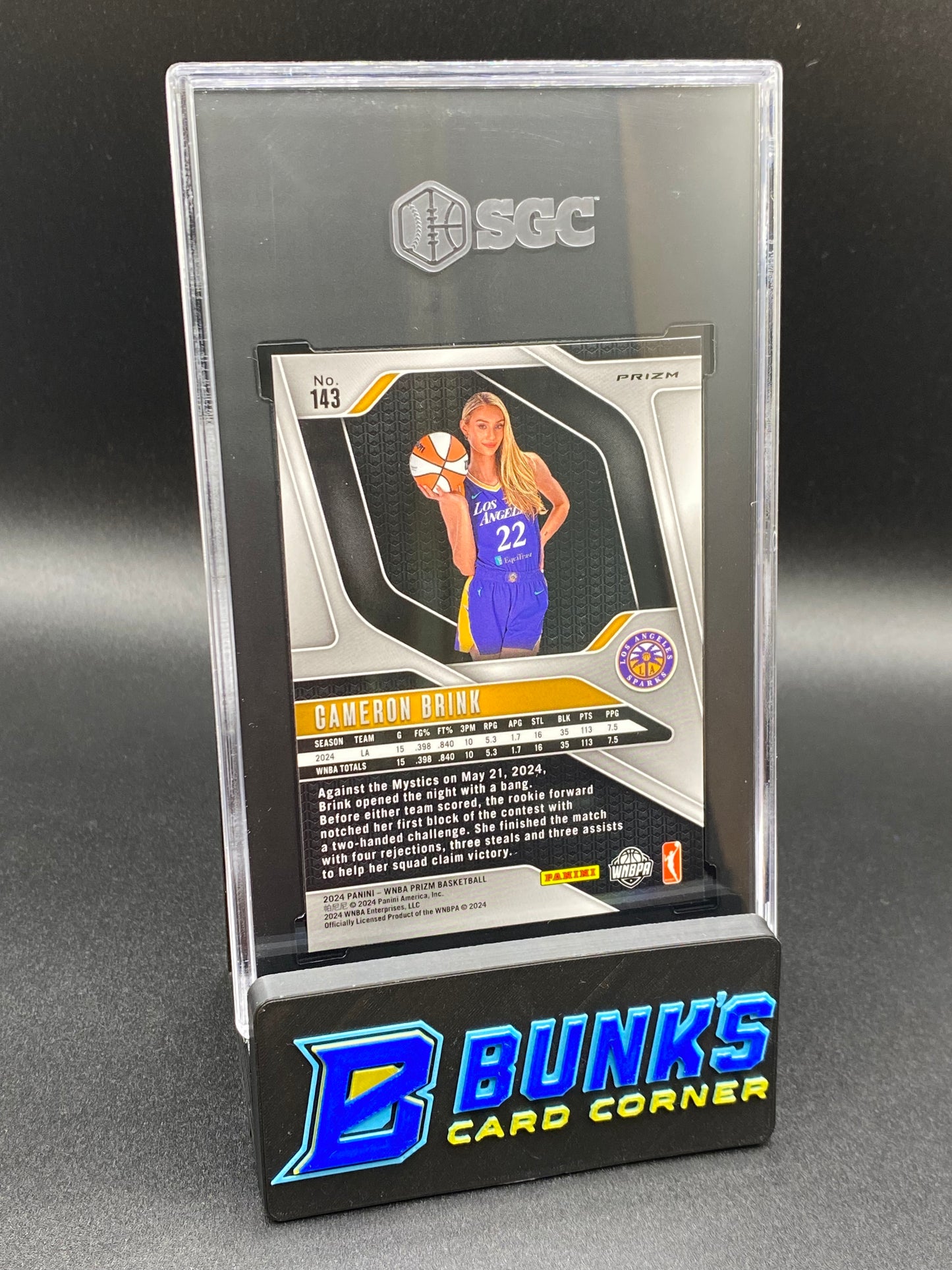 2024 Cameron Brink Ice Prizm RC SGC 9 (Box 34)
