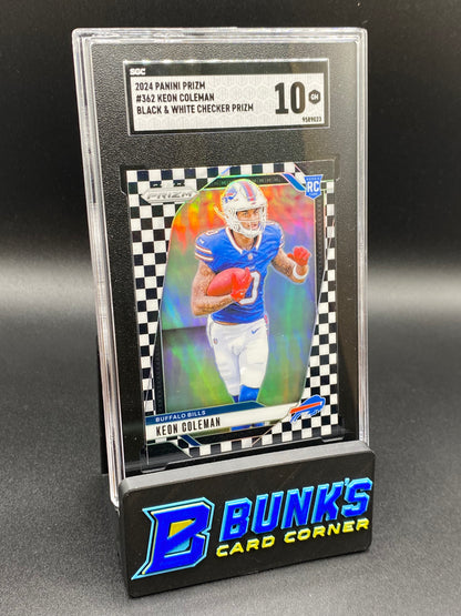 2024 Keon Coleman Black and White Checker Prizm RC SGC 10 (Box 34)
