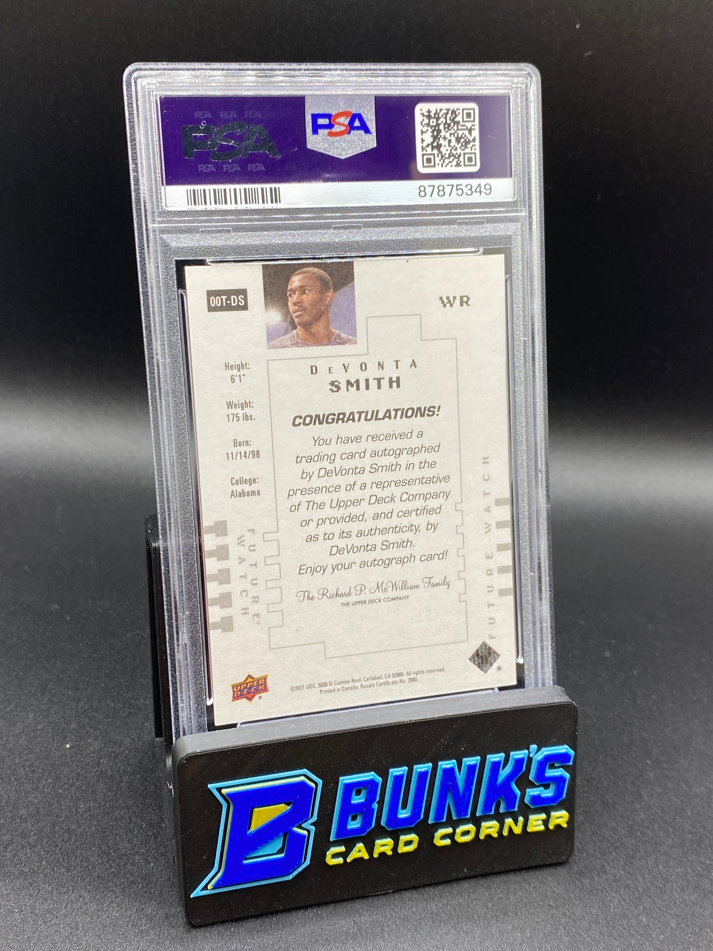 2021 Devonta Smith SP Authentic 2000 F/W AU. RC Auto. PSA 10 (Box A14)