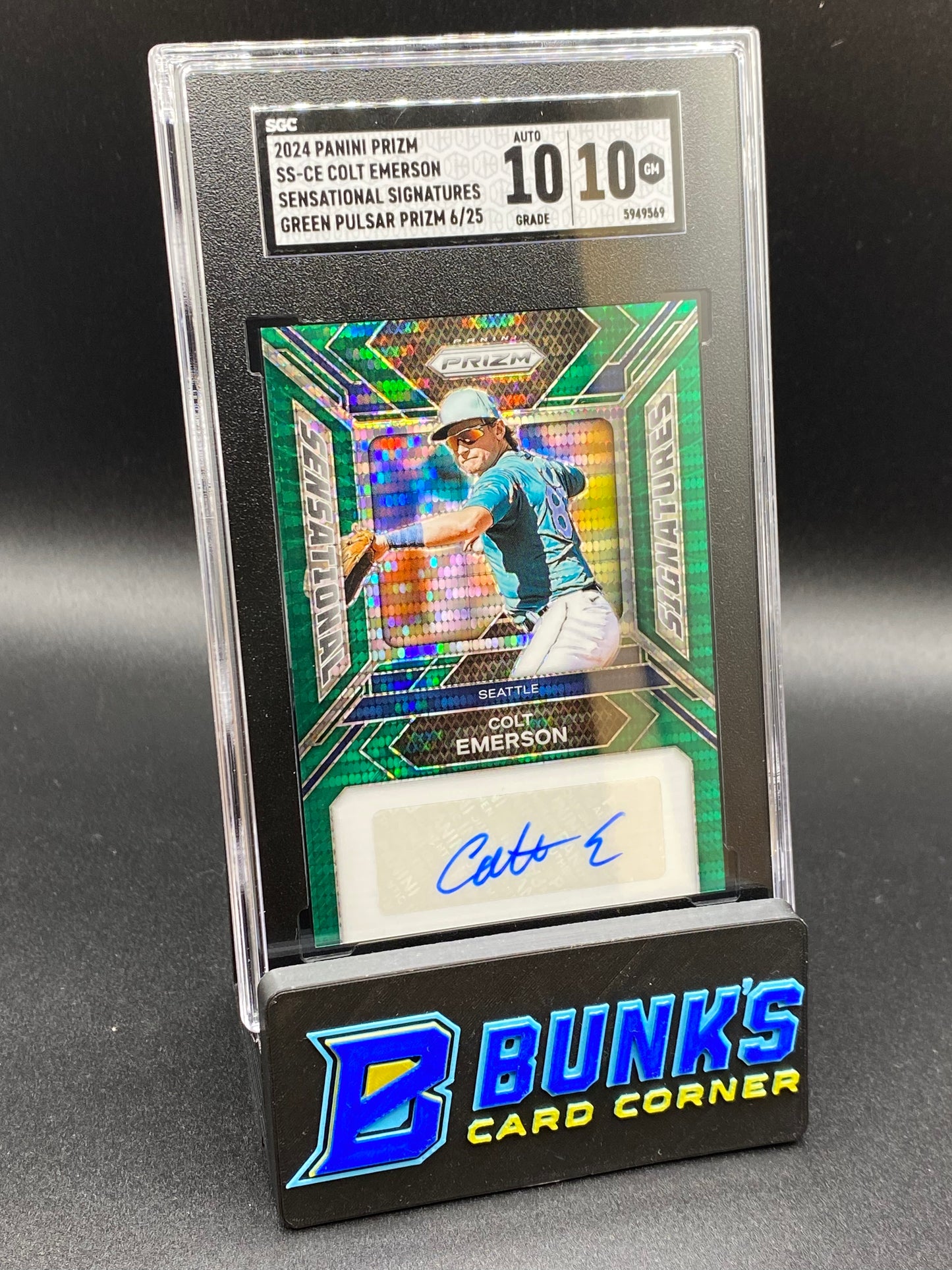 2024 Colt Emerson Sensational Signatures Green Pulsar Prizm SGC 10/10 (Box 35)